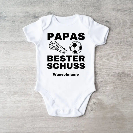 Daddy's Best Shot - Gepersonaliseerde baby rompertje/rompertje, 100% biologisch katoen, voetbalfan bodysuit