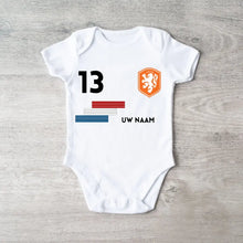 Laden Sie das Bild in den Galerie-Viewer, 2024 Voetbal EM Nederland - Gepersonaliseerde baby romper, shirt met aanpasbare naam en rugnummer, 100% biologisch katoenen baby romper
