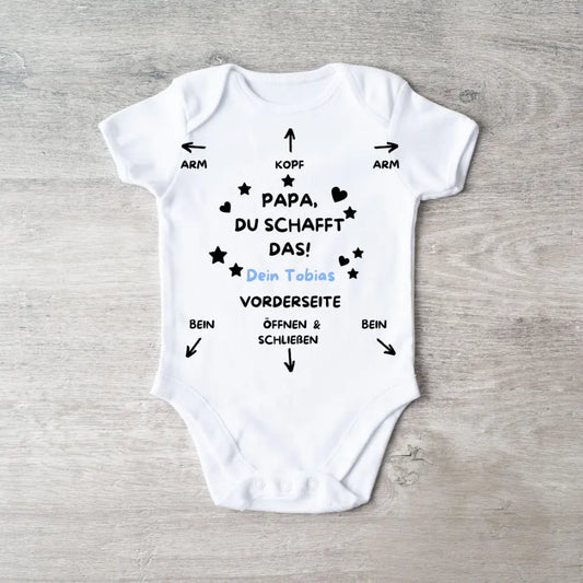 Papa, je kunt het! - Gepersonaliseerde baby rompertje/rompertje, instructies baby, bodysuit van 100% biologisch katoen