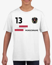 Load image into Gallery viewer, Voetbal EM 2024 Oostenrijk Jersey Kinder individueel - Gepersonaliseerd T-shirt voor kinderen (100% katoen)
