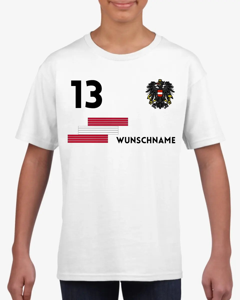 Maillot de football autrichien pour enfant - T-shirt personnalisé pour enfant (100 % coton)