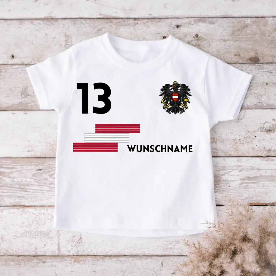 Maillot de football autrichien pour enfant - T-shirt personnalisé pour enfant (100 % coton)