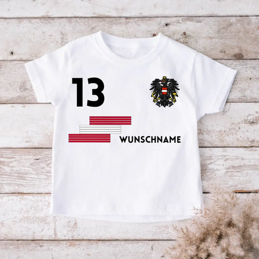 Oostenrijks voetbalshirt voor kinderen - Gepersonaliseerd T-shirt voor kinderen (100% katoen)