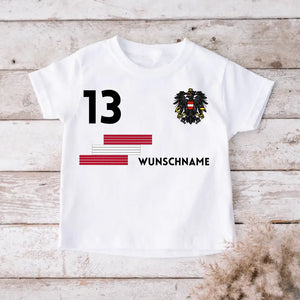 Maillot de football EM 2024 Autriche individuel pour enfants - T-shirt personnalisé pour enfants (100 % coton)