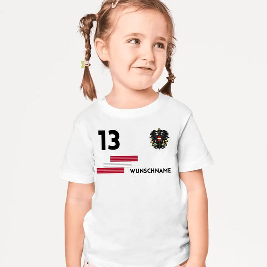 Oostenrijks voetbalshirt voor kinderen - Gepersonaliseerd T-shirt voor kinderen (100% katoen)