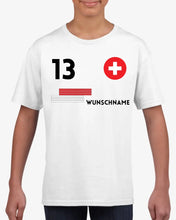 Load image into Gallery viewer, Voetbal EM 2024 Zwitserland Jersey Kinder individueel - Gepersonaliseerd T-shirt voor kinderen (100% katoen)
