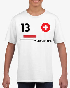 Voetbal EM 2024 Zwitserland Jersey Kinder individueel - Gepersonaliseerd T-shirt voor kinderen (100% katoen)