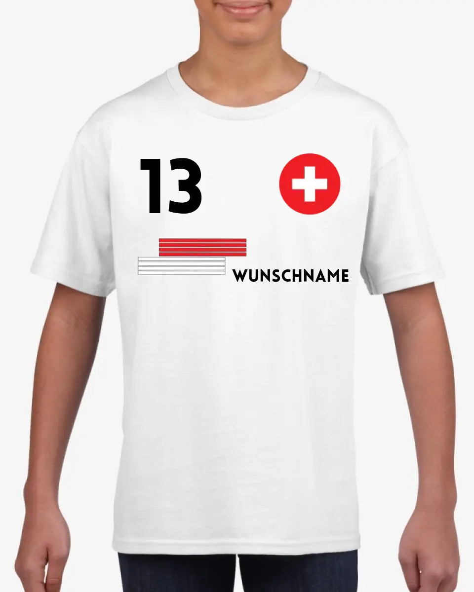 Zwitserland voetbalshirt kinderen individueel - gepersonaliseerd T-shirt voor kinderen (100% katoen)