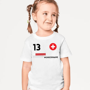 Voetbal EM 2024 Zwitserland Jersey Kinder individueel - Gepersonaliseerd T-shirt voor kinderen (100% katoen)