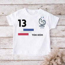 Charger l&#39;image dans la galerie, Voetbal Euro 2024 Frankrijk Maillot enfant gepersonaliseerd - T-shirt gepersonaliseerd voor kinderen (100% katoen)
