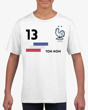 Charger l&#39;image dans la galerie, Voetbal Euro 2024 Frankrijk Maillot enfant gepersonaliseerd - T-shirt gepersonaliseerd voor kinderen (100% katoen)
