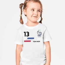 Charger l&#39;image dans la galerie, Voetbal Euro 2024 Frankrijk Maillot enfant gepersonaliseerd - T-shirt gepersonaliseerd voor kinderen (100% katoen)
