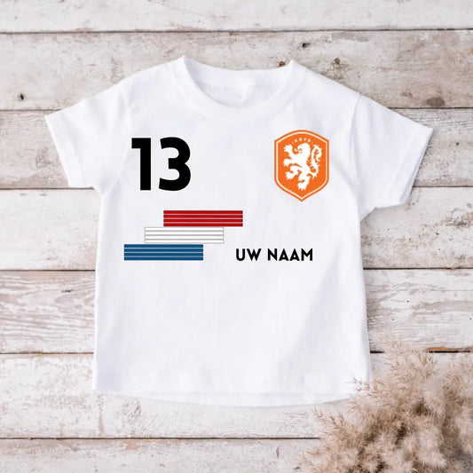 Maillot de football néerlandais pour enfant - T-shirt personnalisé pour enfant (100 % coton)