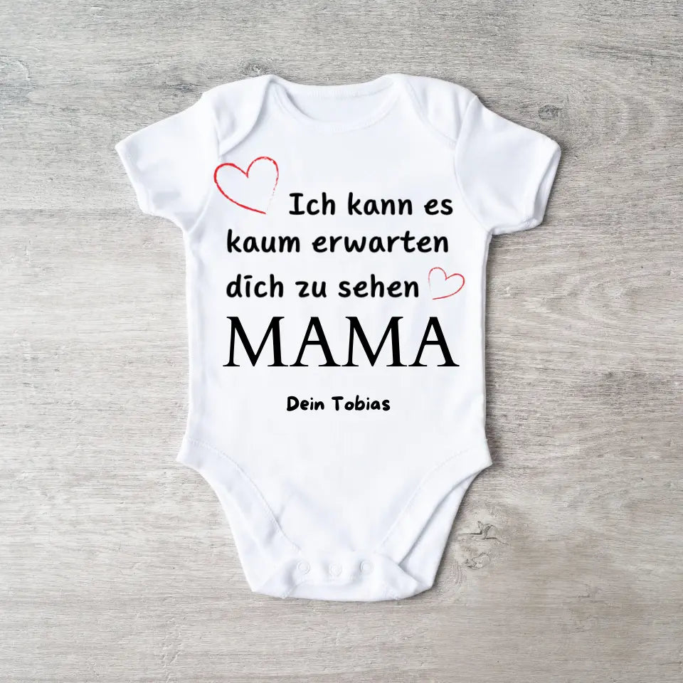 J'ai hâte de te voir MAMA - Combinaison/grenouillère bébé personnalisée, naissance MAMA, PAPA, GRAND-MÈRE, GRAND-PA, Body 100% coton bio