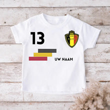 Load image into Gallery viewer, Voetbal EM 2024 België shirt kinder individueel - gepersonaliseerd T-shirt voor kinderen (100% katoen)
