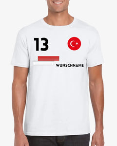 Fußball EM 2024 Türkei Trikot - Personalisiertes T-Shirt für türkische Fußball-Fans (100% Baumwolle, Unisex)