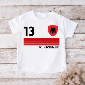 Fußball EM 2024 Albanien T-Shirt Kinder individuell - Personalisiertes Trikot für Kinder (100% Baumwolle)