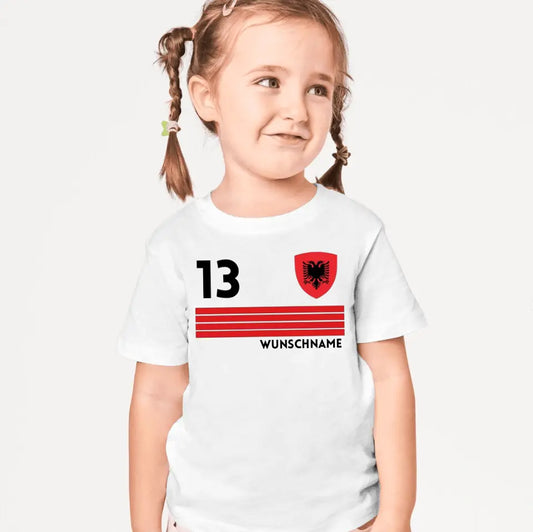 Voetbal Albanië T-shirt voor kinderen op maat - Gepersonaliseerd shirt voor kinderen (100% katoen)