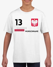 Afbeelding in Gallery-weergave laden, Voetbal EM 2024 Polen T-shirt voor kinderen individueel - gepersonaliseerd jersey voor kinderen (100% katoen)
