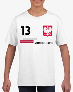 Football EM 2024 Pologne T-Shirt Enfant Individuel - Maillot Personnalisé pour Enfants (100% Coton)