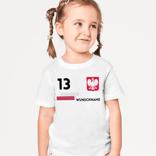 Voetbal Polen T-shirt voor kinderen op maat - Gepersonaliseerd shirt voor kinderen (100% katoen)