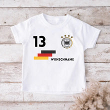 Load image into Gallery viewer, EM Duitsland kindertrui - gepersonaliseerd T-shirt voor kinderen, voetbal EM 2024 (100% katoen, individueel nummer en gewenste naam)
