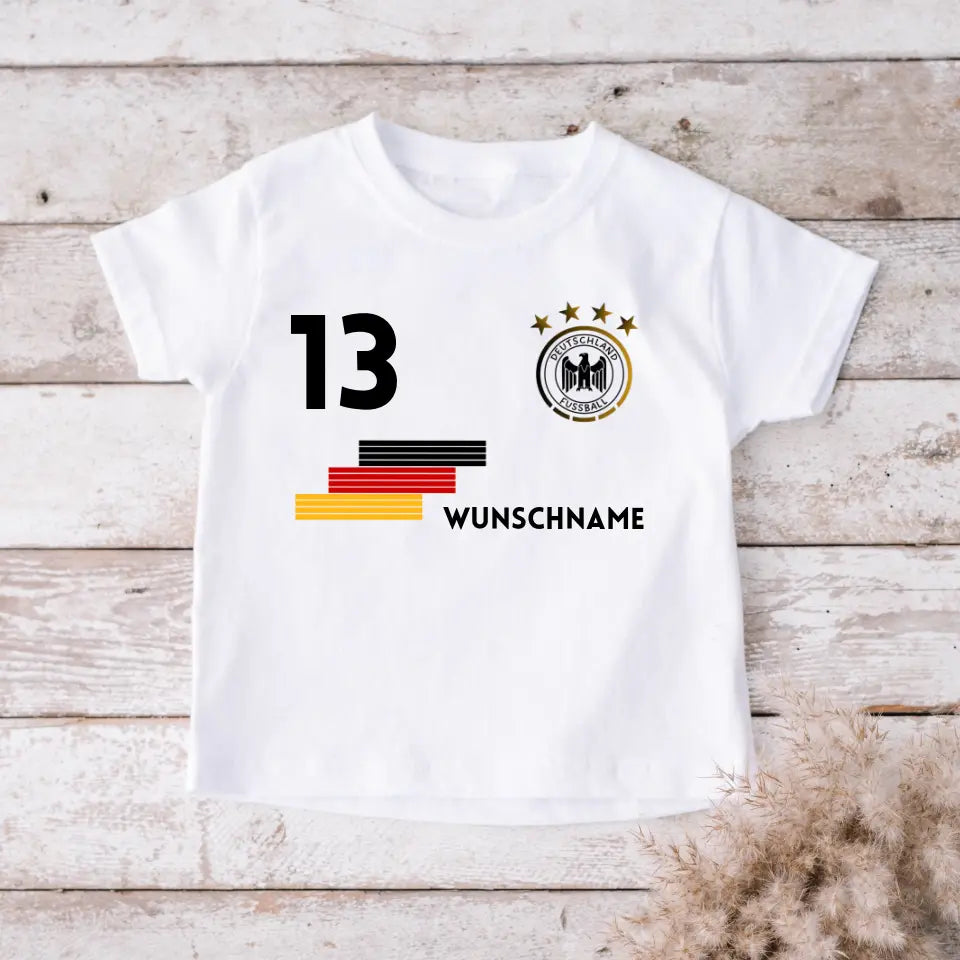 Maillot pour enfants EM Allemagne - T-shirt personnalisé pour enfants, football EM 2024 (100 % coton, numéro individuel et nom souhaité)