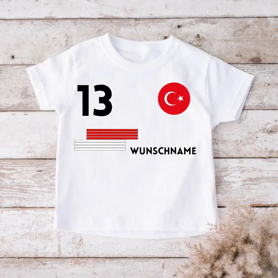 Voetbal EM 2024 Turkije Jersey Kinder individueel - Gepersonaliseerd T-shirt voor kinderen (100% katoen)