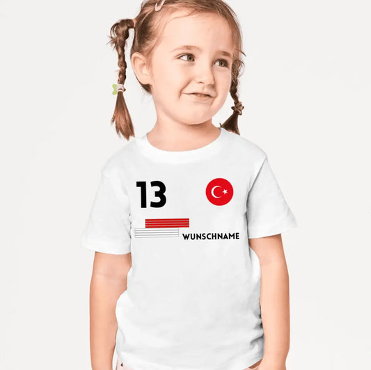 Fußball Türkei Trikot Kinder individuell - Personalisiertes T-Shirt für Kinder (100% Baumwolle)