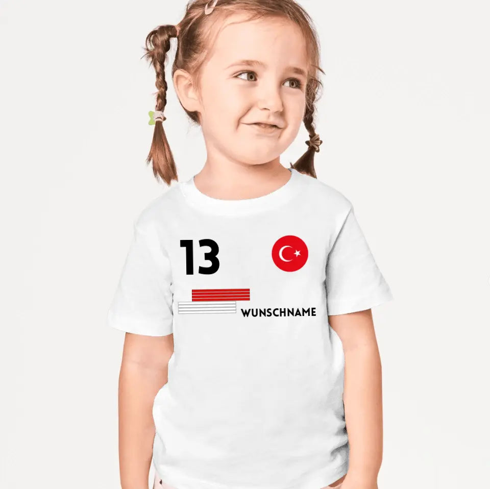 Voetbal EM 2024 Turkije Jersey Kinder individueel - Gepersonaliseerd T-shirt voor kinderen (100% katoen)