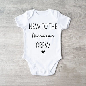 Nieuw bij de Family Crew - Gepersonaliseerde baby onesie/rompertje, 100% biologisch katoen