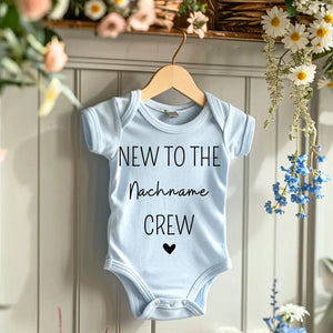 Nieuw bij de Family Crew - Gepersonaliseerde baby onesie/rompertje, 100% biologisch katoen