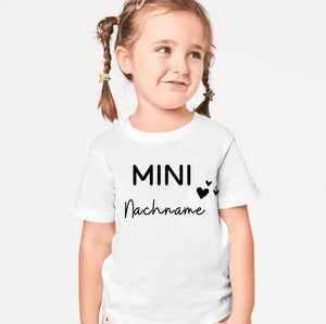 Mini-achternaam - gepersonaliseerd baby-T-shirt, 100% biologisch katoen