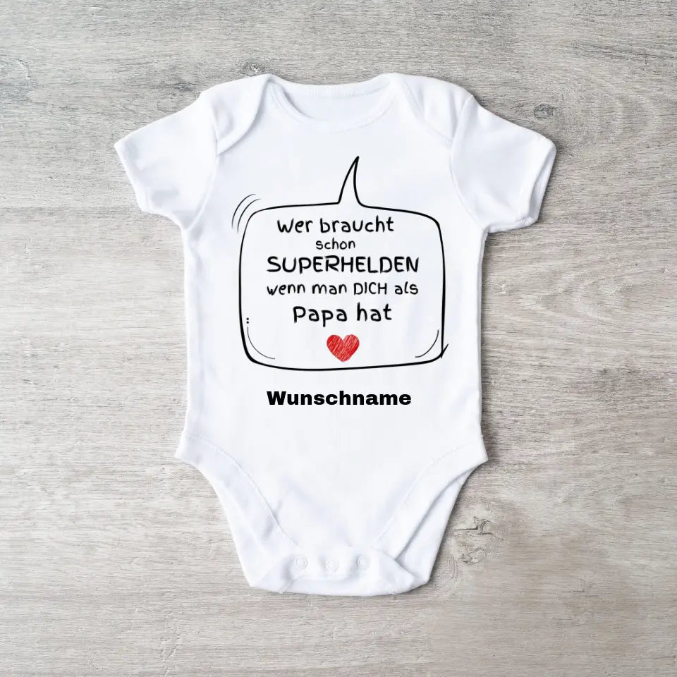 Superheld papa - Gepersonaliseerde baby onesie/romper, 100% biologisch katoen