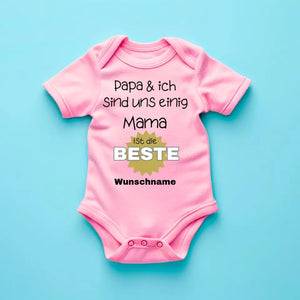 Mama ist die Beste - Personalisierter Baby-Onesie/ Strampler, 100% Bio-Baumwolle