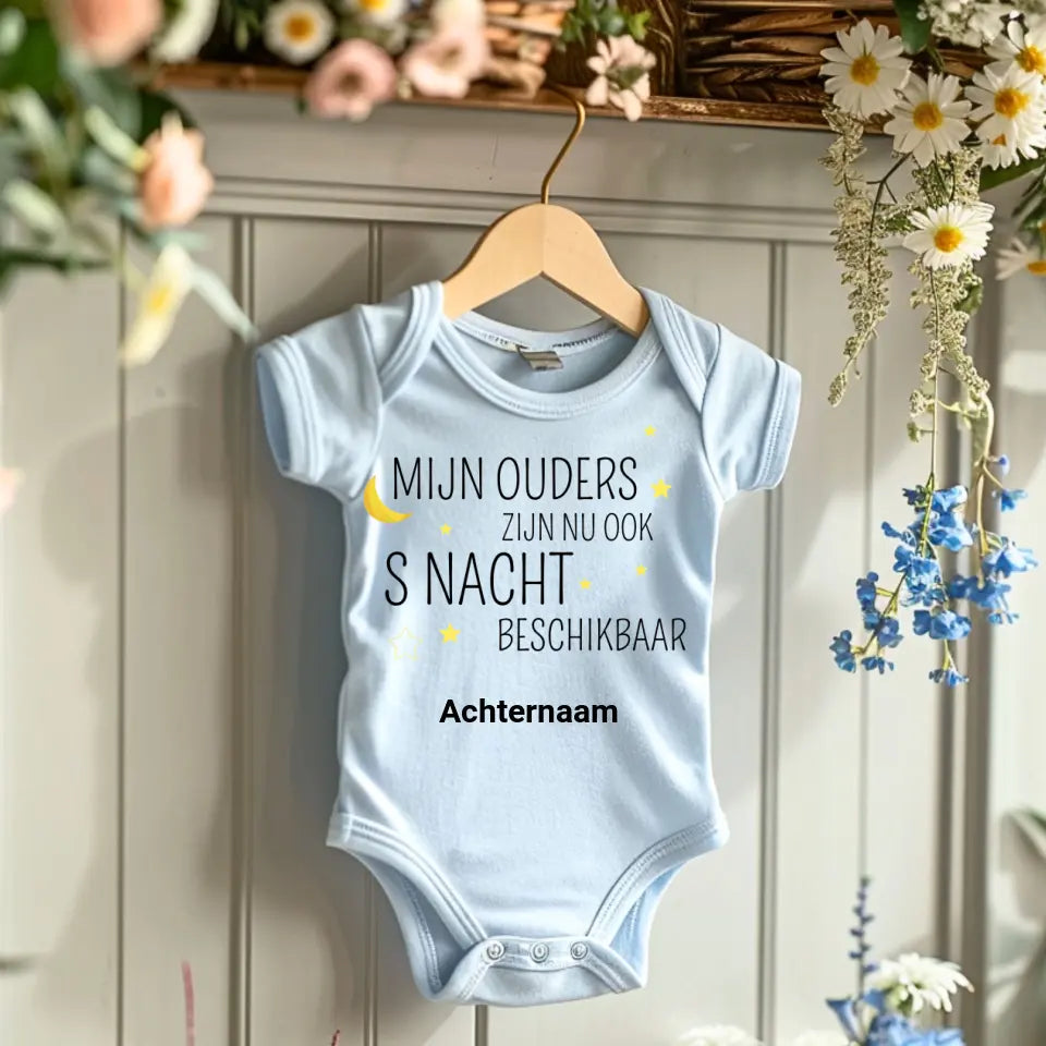 MIJN OUDERS ZIJN NU OOK S NIGHT BESCHIKBAAR - Gepersonaliseerde baby onesie, baby bodysuit 100% biologisch katoen