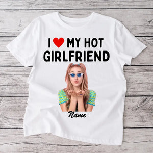 Ik hou van mijn hete vriendin - Gepersonaliseerd foto-T-shirt (100% katoen, unisex)