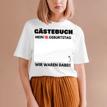 Load image into Gallery viewer, Gastenboek Verjaardag - Gepersonaliseerd T-shirt om op te schrijven (100% katoen, unisex)
