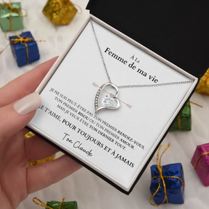 Je t'aime, pour toujours et à jamais - Ketting met hangerhart en gepersonaliseerde kaart