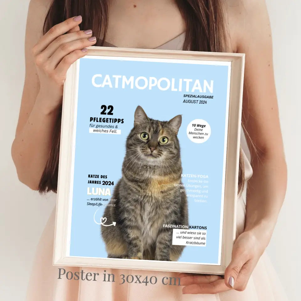 Gepersonaliseerde pet cover poster - kattenmagazine met foto van jouw kat/kater 