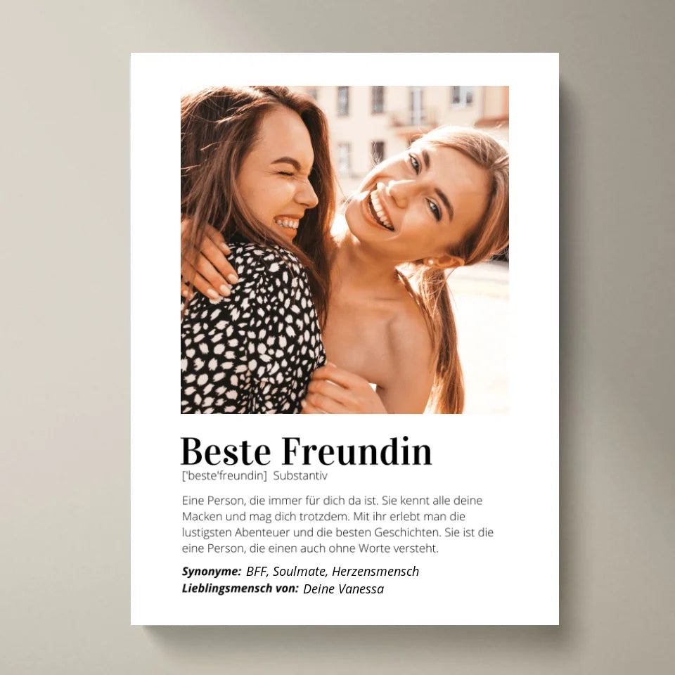 Fotoposter "Definitie" - Persoonlijk geschenk "Beste vriend