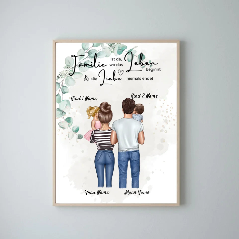 Ma petite famille - Affiche personnalisée (Parents de 1 à 4 enfants, bébés) 