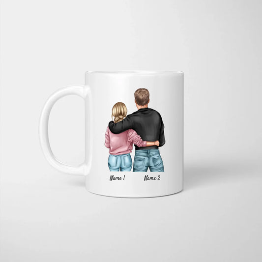 Getroffen, gemocht, verliebt - Dich behalte ich! - Personalisierte Tasse für Paare