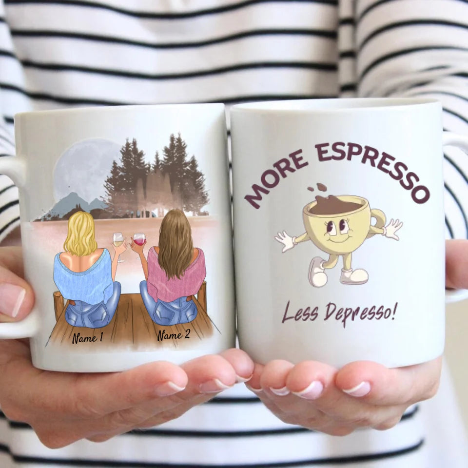 Meer espresso, minder depresso - Gepersonaliseerde collega mok (2-4 personen)