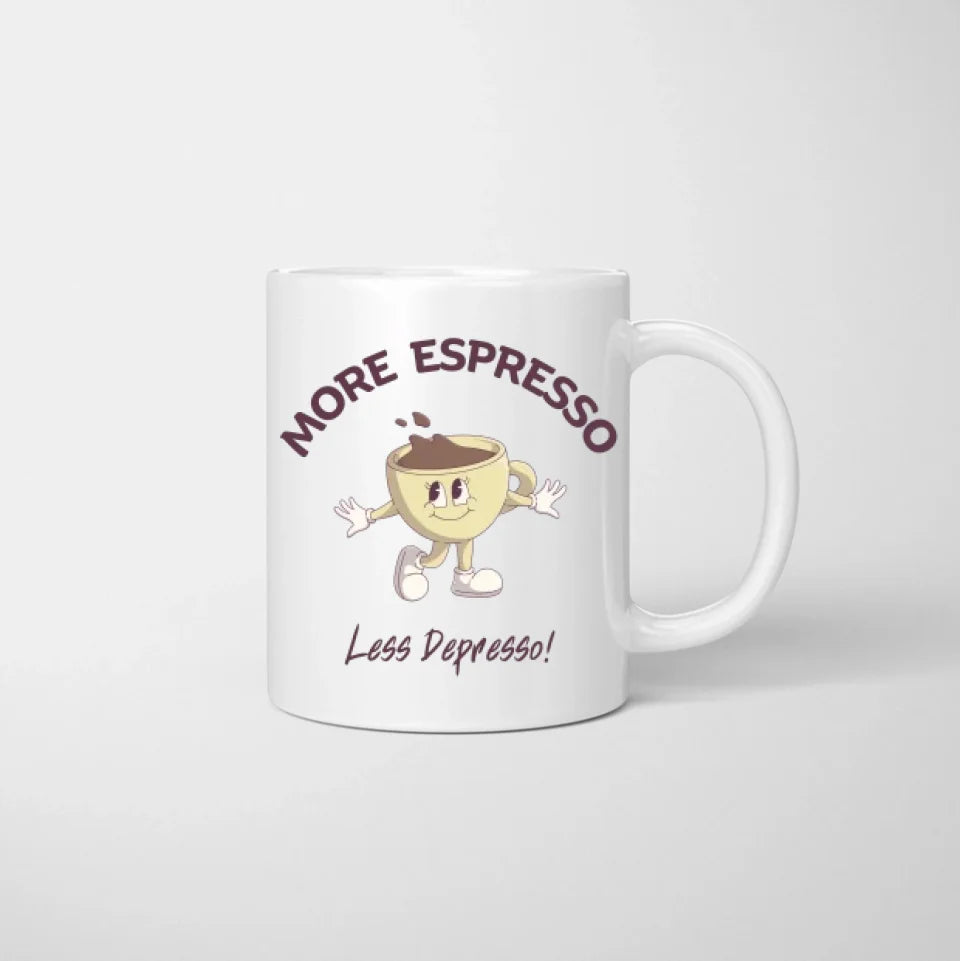 Meer espresso, minder depresso - Gepersonaliseerde collega mok (2-4 personen)