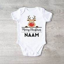 Laden Sie das Bild in den Galerie-Viewer, Merry Christmas Baby - Gepersonaliseerde baby onesie/ romper voor Kerstmis, 100% biologisch katoen
