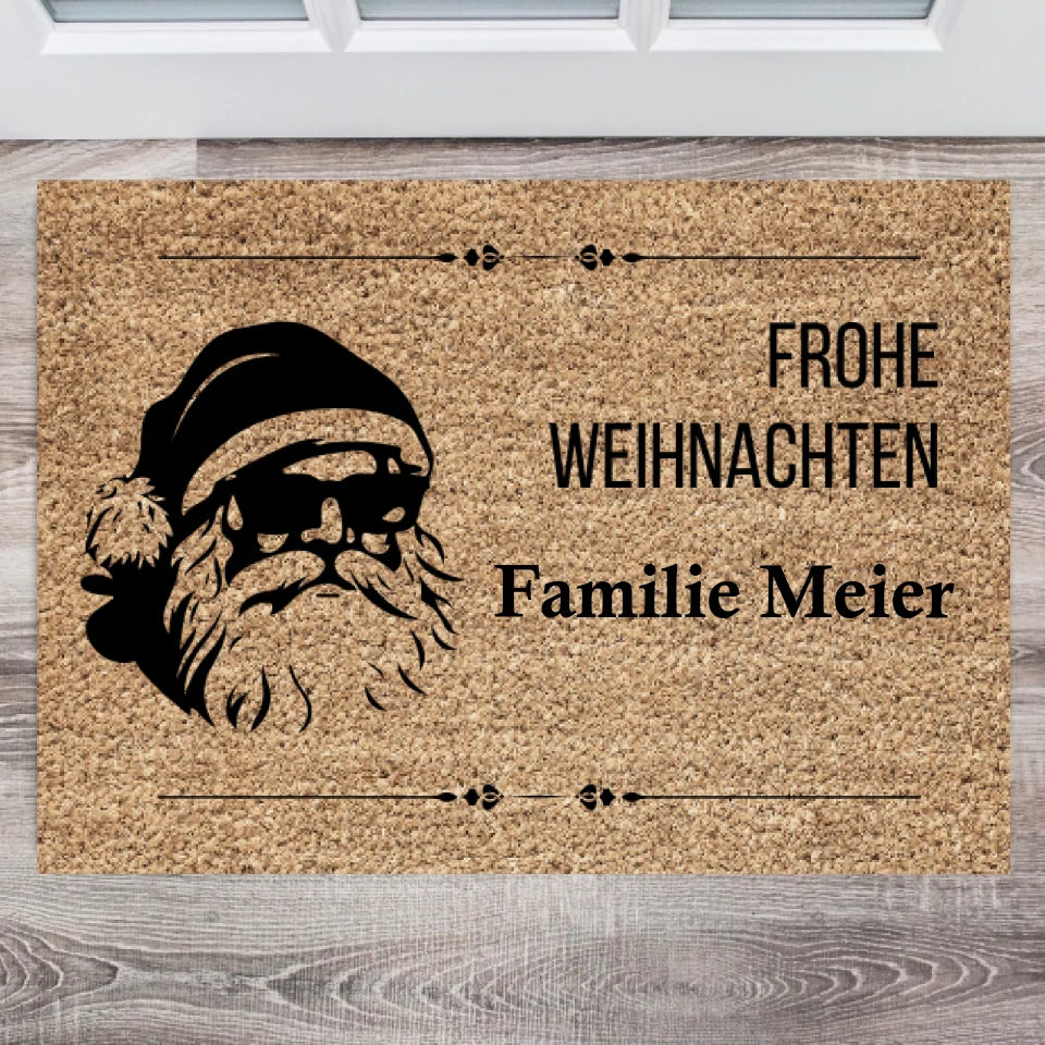 Frohe Weihnachten von unserer Familie - Personalisierte Fußmatte für innen & aussen