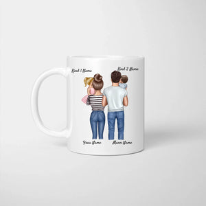 Nous sommes une famille, Ma famille - parents avec enfants - Mug personnalisé (1-4 enfants)