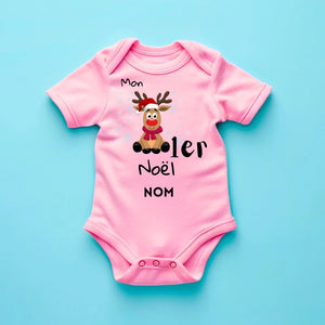 Mon 1er Noël - Onesie/dorsal bébé personnalisé pour Noël, 100% coton bio