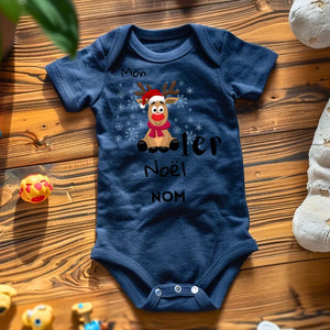 Mon 1er Noël - Onesie/dorsal bébé personnalisé pour Noël, 100% coton bio